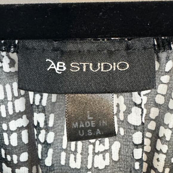 AB Studio Women's Black and White Printed Tunic Top L Made in USA, Retro y2k - Picture 6 of 8